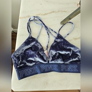 PINK Victoria's Secret Velvet Bralette in Dark Blue Size Small